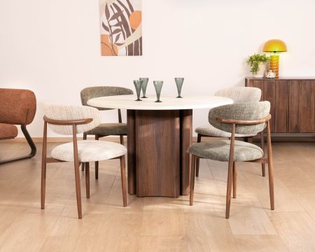 Tavolo da pranzo rotondo di design retrò "Arpège" 120 cm