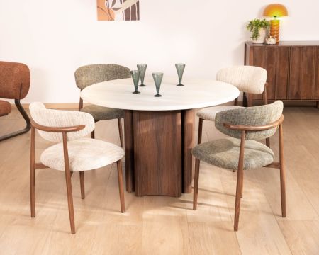 Tavolo da pranzo rotondo di design retrò "Arpège" 120 cm