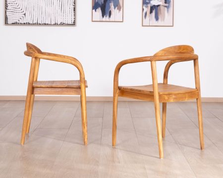 Set di 2 sedie da pranzo retrò in teak massiccio naturale “Rimina”