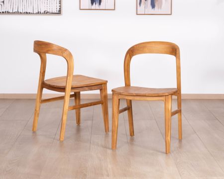 Set di 2 sedie da pranzo dal design minimalista “Dilmona” in teak massiccio