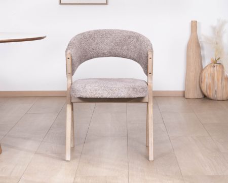 Set di 2 sedie contemporanee "KYARA" in tessuto color tortora sabbia, comfort ergonomico e linee morbide