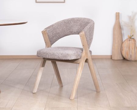 Set di 2 sedie contemporanee "KYARA" in tessuto color tortora sabbia, comfort ergonomico e linee morbide
