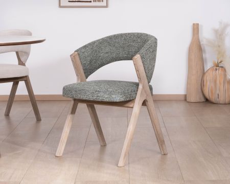 Set di 2 sedie "KYARA" in tessuto verde salvia, design cocooning e seduta generosa