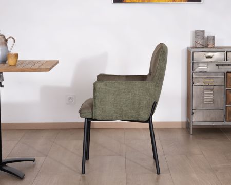 Set di 2 sedie da pranzo "Lokka" in stile retrò, bi-materiale verde