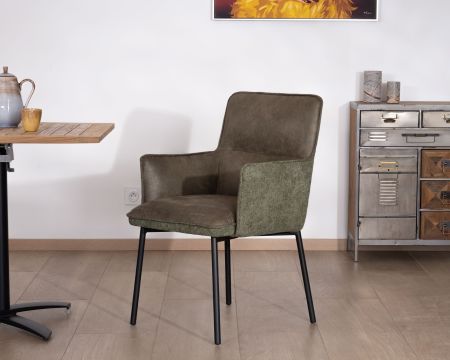 Set di 2 sedie da pranzo "Lokka" in stile retrò, bi-materiale verde