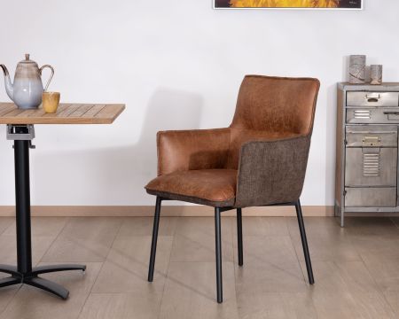 Set di 2 sedie da pranzo "Lokka" in bi-materiale cognac e marrone