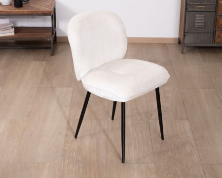 Set di 2 sedie da pranzo comfort in stile scandinavo "Kinsac" in tessuto bouclette bianco