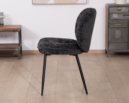 Set di 2 sedie da pranzo "Kinsac" in tessuto nero curvato con gambe in metallo