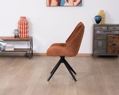 Set di 2 sedie contemporanee "Webber" in tessuto terracotta con base girevole nera