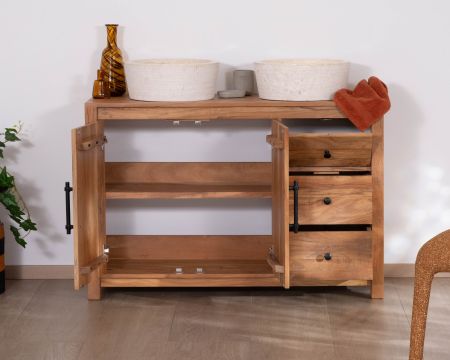 Mobile lavabo da 120 cm in legno riciclato "Mokal", in stile casa di campagna