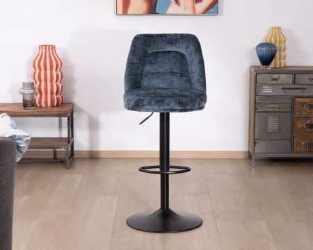 Set di 2 comode sedie da bar girevoli con schienale alto "Zoung" in tessuto blu