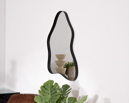 Set di 2 specchi di forma naturale "Patras" con cornice in metallo nero
