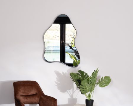 Set di 2 specchi di forma naturale "Patras" con cornice in metallo nero