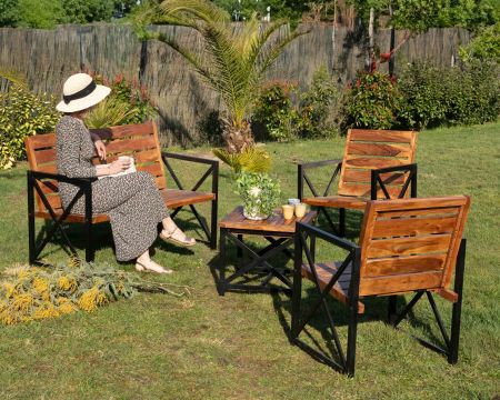 Set di 2 sedie da giardino "Gardénia" in legno e metallo