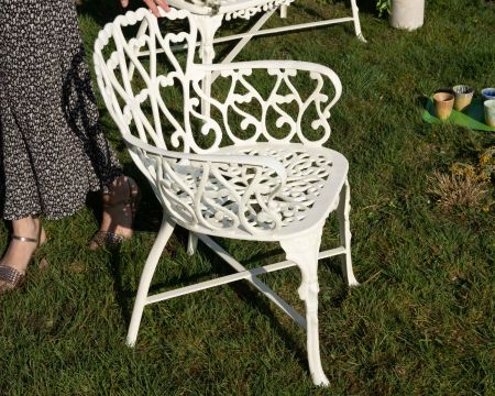 Sedia da giardino "Gardénia" in ferro battuto bianco antico