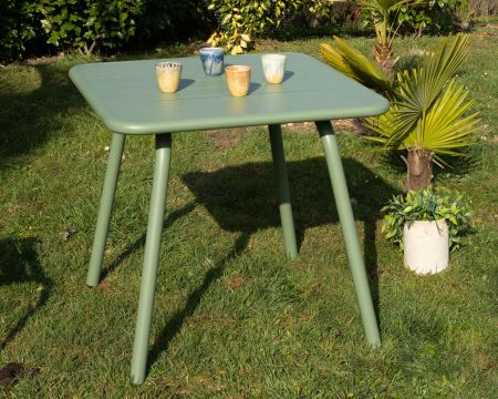 Tavolo quadrato da esterno in metallo verde "Horizon", 80 cm