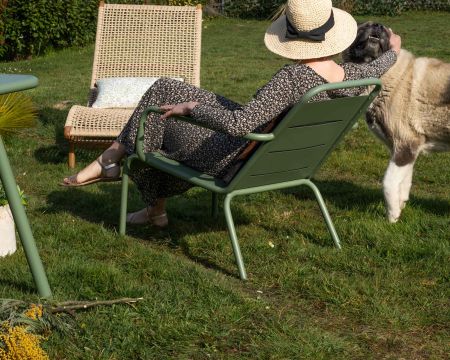 Poltrona da giardino retrò "Horizon" in metallo verde