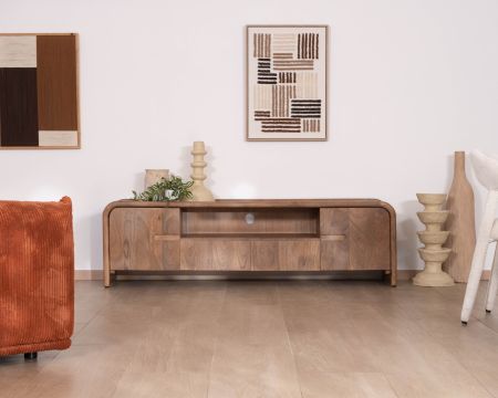 Mobile TV in stile neo-vintage in legno massello di mango "Spelano" 170 cm