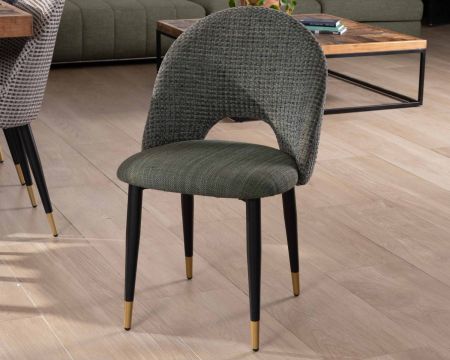 Set di 2 sedie "Vermont" in tessuto kaki con gambe in metallo laccato nero