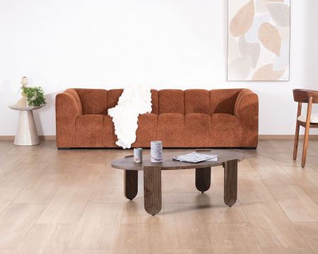 Divano a 3 posti "Enjoy Home" in tessuto bouclette color ruggine