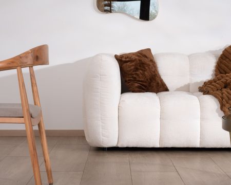 Divano a 3 posti "Milow" ultraconfortevole in tessuto bianco