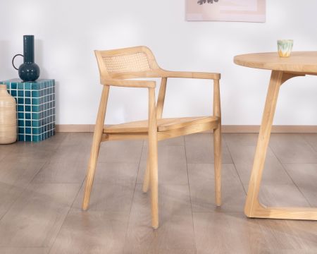 Sedia da pranzo con braccioli dal design essenziale "Vogue" in legno di sungkai