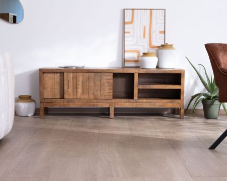 Porta TV in mango massiccio "Aruna" in stile etnico chic 