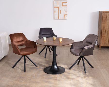 Tavolo rotondo da bistrot "Piccadilly" da 90 cm con gamba a tulipano in metallo nero