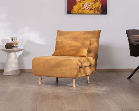 Poltrona trasformabile "Folda" in tessuto senape