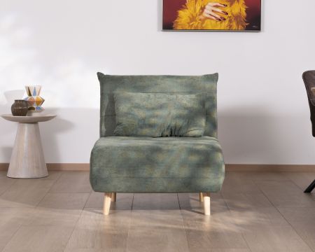 Poltrona modulare 2 in 1 "Folda" in tessuto verde