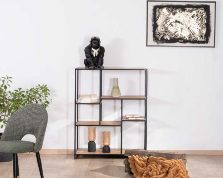 Mensola quadrata grande "Urban Metal" in legno di acacia e metallo nero