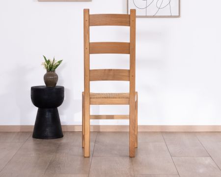 Sedia da pranzo "antica" in rovere massiccio con seduta intrecciata, look classico
