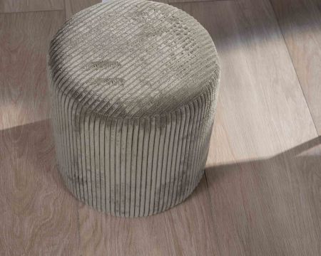 Set di 2 piccoli pouf rotondi in velluto a coste color kaki "Snaw", diametro 35 cm