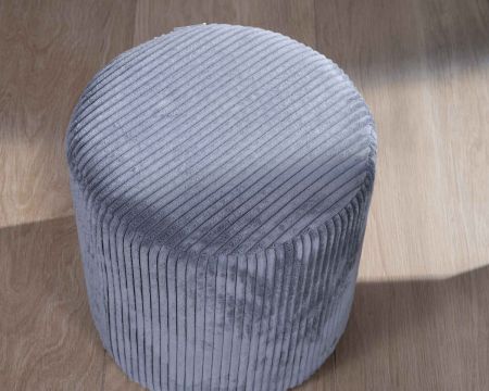 Set di 2 pouf rotondi in velluto a coste grigio "Snaw", diametro 35 cm