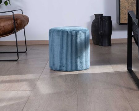 Set di 2 pouf in velluto a coste blu petrolio "Snaw", diametro 35 cm