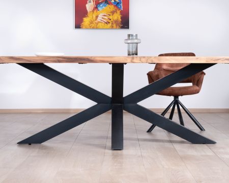 Tavolo da pranzo di alta gamma con piano in legno spesso e gambe in metallo "3D" 240 cm