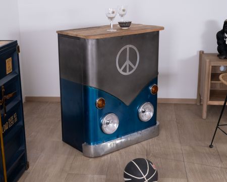 Banco bar anteriore per autobus "Crazy" in blu e grigio