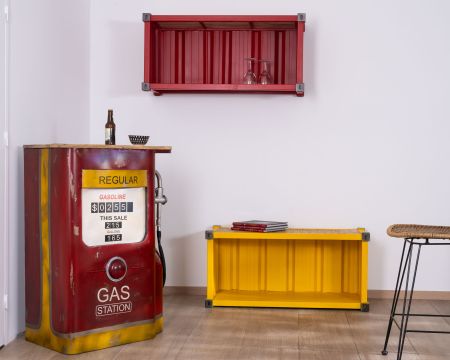 Mensola a muro contenitore rosso "Crazy" in metallo riciclato