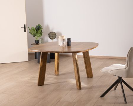 Tavolo quadrato in mango "Daun" 130 cm, design japandi