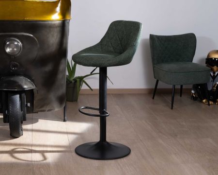 Set di 2 sedie da bar in tessuto kaki "O'Neal" regolabili in altezza con gambe in metallo nero