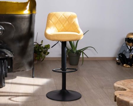 Set di 2 sedie da bar regolabili in altezza "O'Neal" in tessuto giallo con gambe in metallo nero