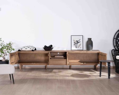 Cabure" XXL 265cm porta TV in mango massiccio con 4 ante e 1 cassetto