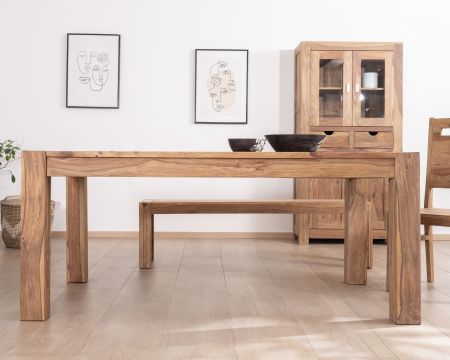 Tavolo da pranzo rettangolare "Kalanohé" in palissandro 160 cm