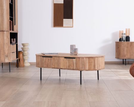 Tavolino ovale dal design retrò "Bopee" con cassetti