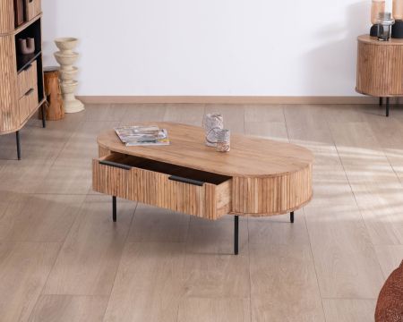 Tavolino ovale dal design retrò "Bopee" con cassetti