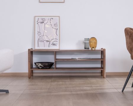 Porta TV in stile giapponese "Yona" da 130 cm in acacia massiccia