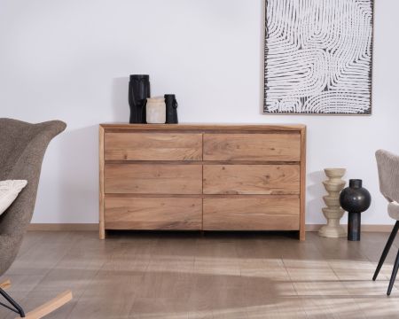 Cassettone a 6 cassetti "Lignum" in legno di acacia, stile scandinavo