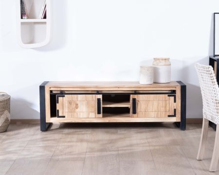 Porta TV "Montreal" a 2 ante in legno e metallo in stile industriale 160 cm