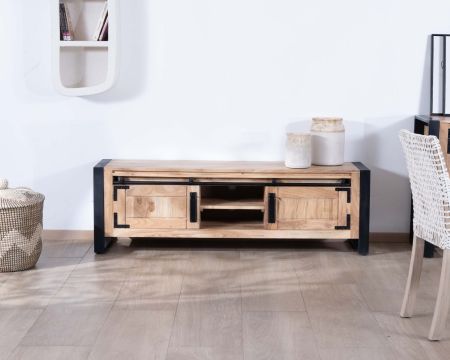 Porta TV "Montreal" a 2 ante in legno e metallo in stile industriale 160 cm