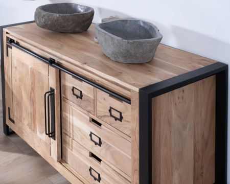 Mobile da bagno "Montreal" in legno massiccio e metallo 150 cm